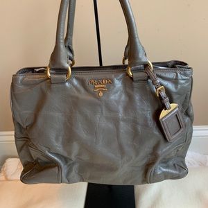 Prada gray Leather Tote Bag